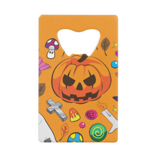 Halloween Pumpkin Jack O Lantern Credit Card Bottle Opener