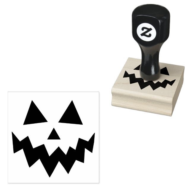 Halloween Pumpkin Jack O Lantern Face Rubber Stamp (Stamped)