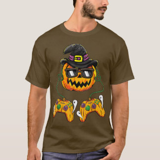 Halloween Pumpkin Jack O Lantern Gamer Kids Boys M T-Shirt