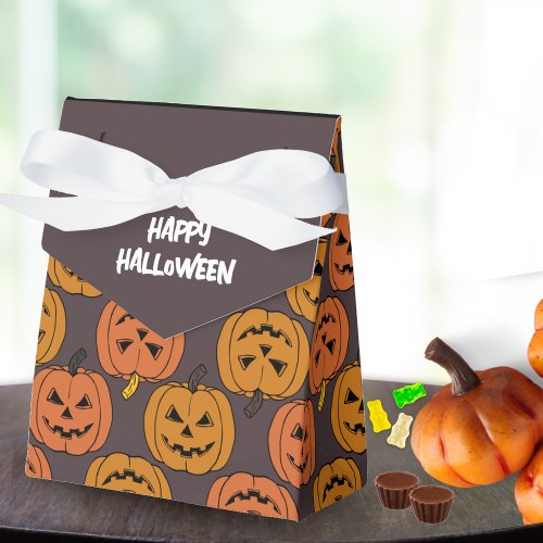 Halloween Pumpkin Jack O Lantern Pattern Brown Favor Boxes