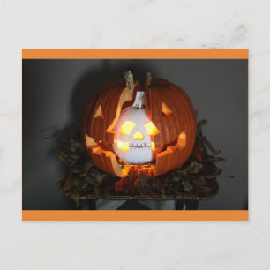 Halloween Pumpkin Jack O Lantern Skull Postcard
