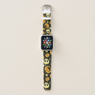 Halloween pumpkin Jack O lantern Skulls BLACK Apple Watch Band