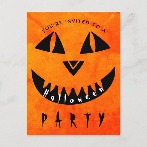 Halloween Pumpkin Jack O Lantern Spooky Party Invitation Postcard