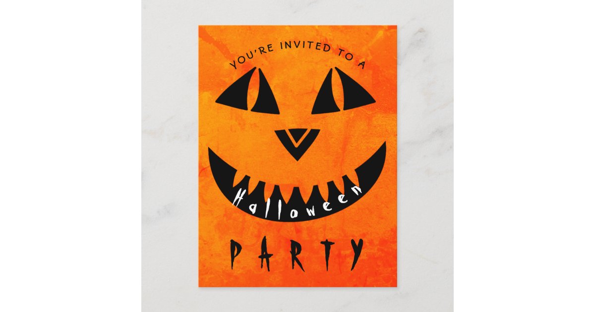 Halloween Pumpkin Jack O' Lantern Spooky Party Invitation Postcard | Zazzle