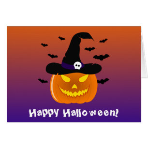 Halloween Pumpkin Jack o’ Lantern Witch Hat Cards