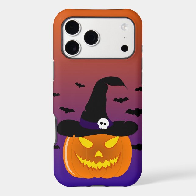 Halloween Pumpkin Jack o’ Lantern Witch Hat iPhone Case (Back)