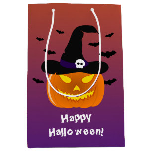 Halloween Pumpkin Jack o’ Lantern Witch Hat Medium Gift Bag