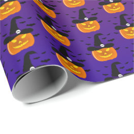 Halloween Pumpkin Jack o’ Lantern Witch Hat Wrapping Paper