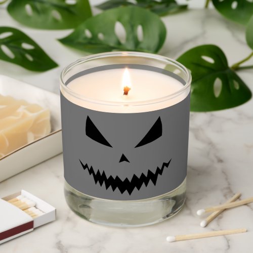 Halloween pumpkin Jack Olantern face black gray Scented Candle