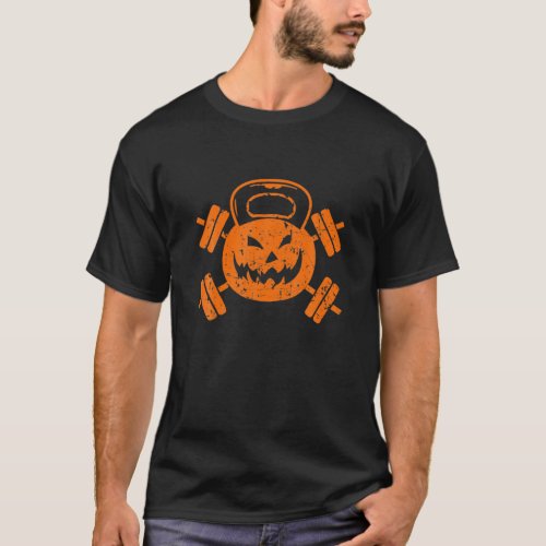 Halloween Pumpkin Kettlebell Fitness Workout Gymme T_Shirt