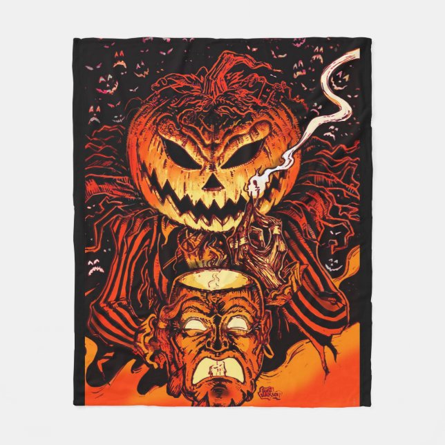 Halloween Pumpkin King Fleece Blanket (Front)