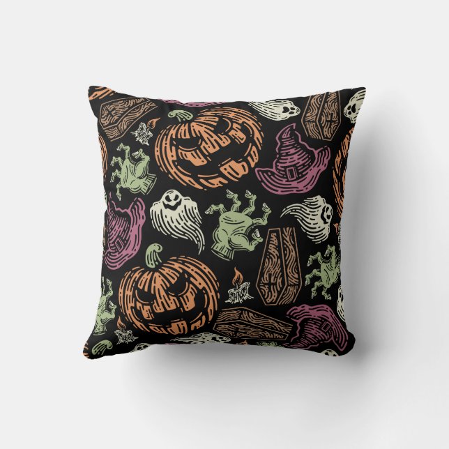 halloween pumpkin king throw pillow (Back)