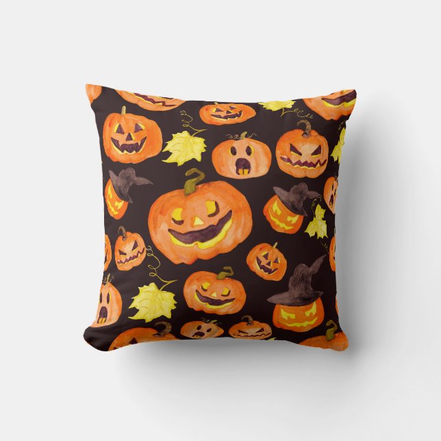 halloween pumpkin king throw pillow (Front)