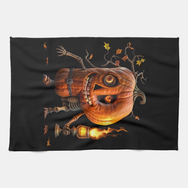 Halloween Pumpkin Kitchen Towel (Horizontal)