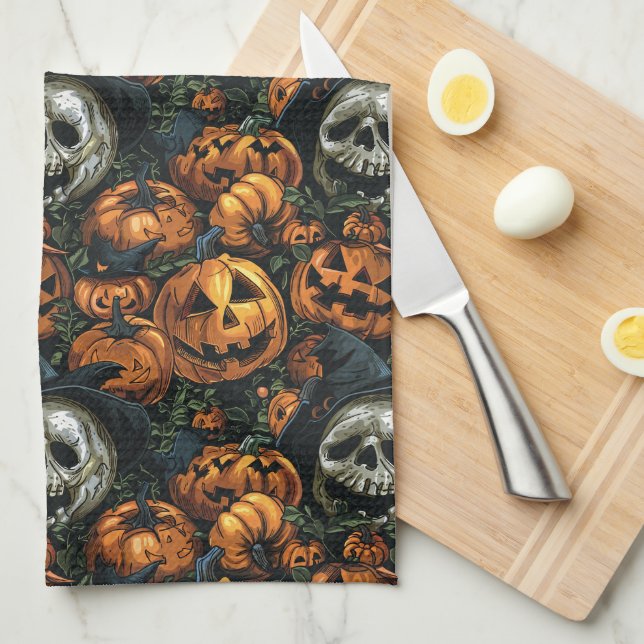  Halloween Pumpkin  Kitchen Towel (Quarter Fold)