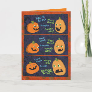  Halloween Pumpkin Knock-Knock Joke Card