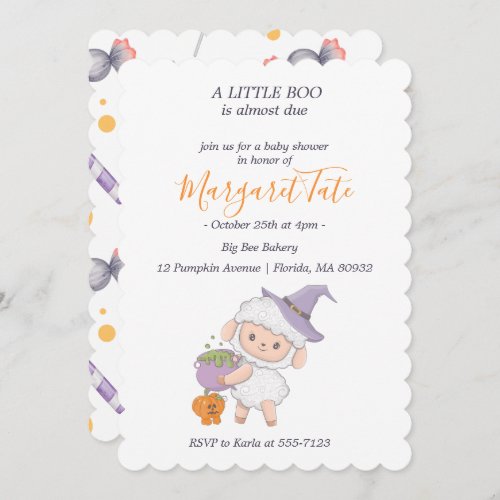 Halloween Pumpkin Lambo Little Boo Baby Shower Invitation