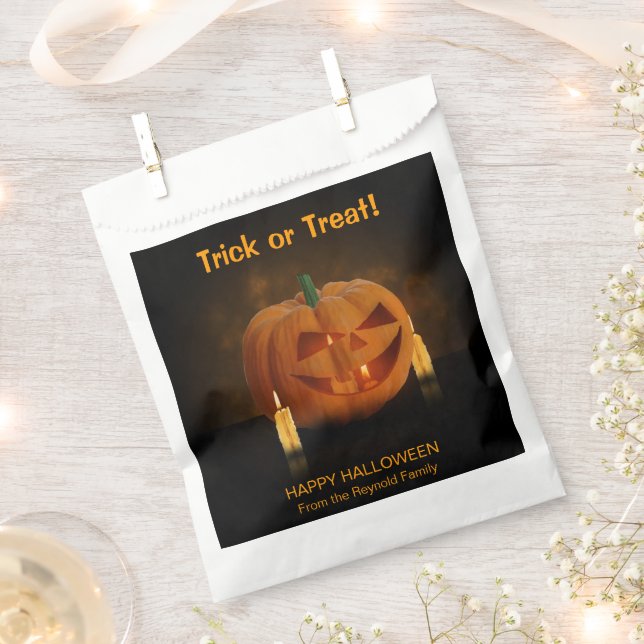 Halloween Pumpkin Lantern with Candles Favor Bag (Clipped)