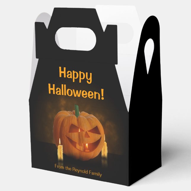 Halloween Pumpkin Lantern with Candles Favor Boxes (Opened)