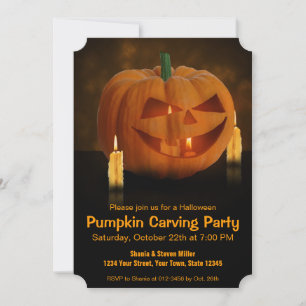 Halloween Pumpkin Lantern with Candles Invitation