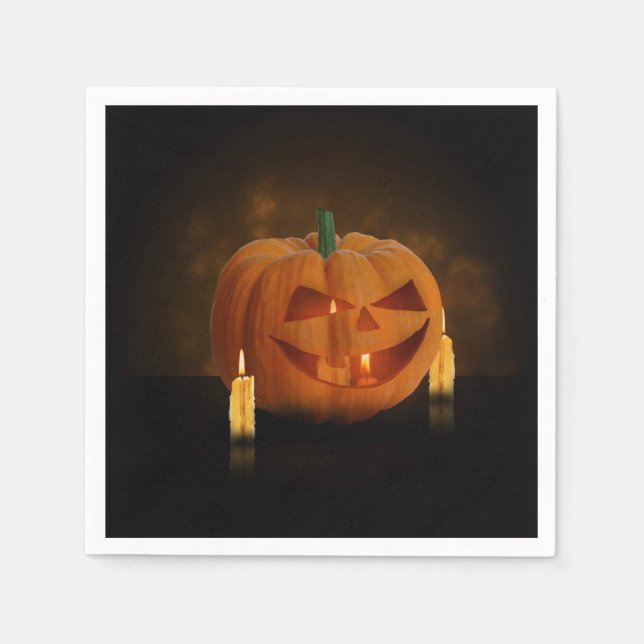 Halloween Pumpkin Lantern with Candles Napkins (Front)