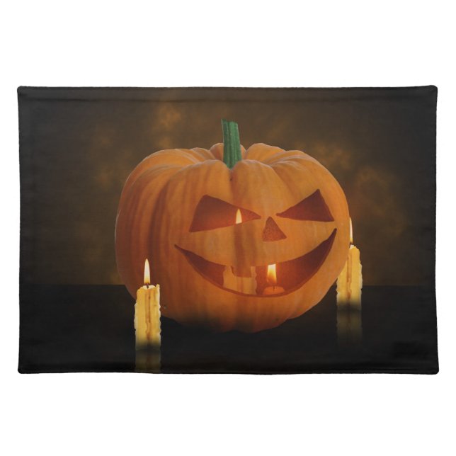 Halloween Pumpkin Lantern with Candles Placemat (Front)