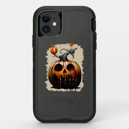 halloween pumpkin lantern with round eyes OtterBox defender iPhone 11 case