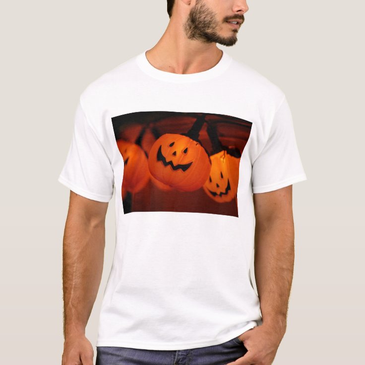 Halloween Pumpkin Lighting Adult Tee Shirt White | Zazzle