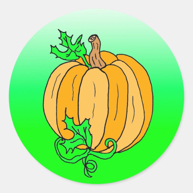 Halloween Pumpkin Lime Green Autumn Seasonal Classic Round Sticker (Front)