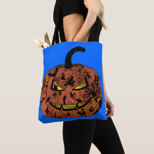 Halloween Pumpkin Line Art Tote Bag