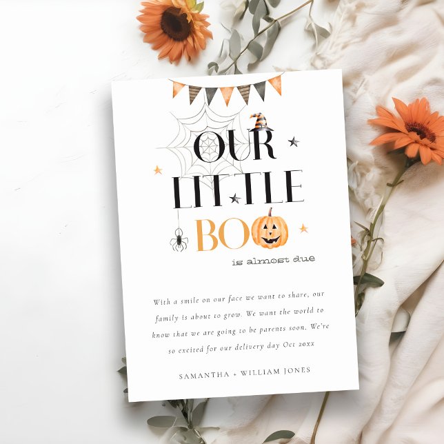 Halloween Pumpkin Little Boo Baby Announcement  (Creator Uploaded)