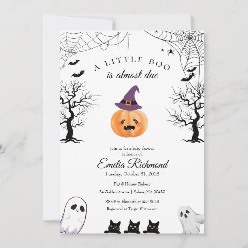 Halloween Pumpkin Little Boo Baby Shower Invitatio Invitation