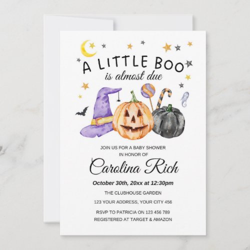 Halloween Pumpkin Little Boo Baby Shower  Invitation
