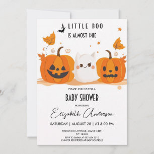 Halloween Pumpkin Little Boo Baby Shower Invitation