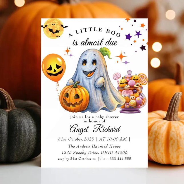 Halloween Pumpkin Little Boo Baby Shower Invitation (Creator Uploaded)