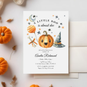 Halloween Pumpkin Little Boo Baby Shower Invitation