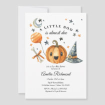 Halloween Pumpkin Little Boo Baby Shower Invitation