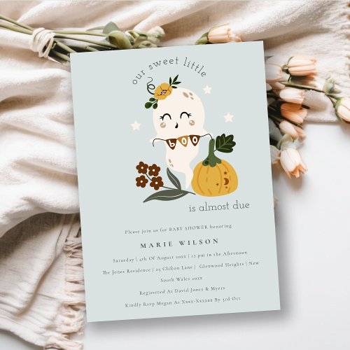 Halloween Pumpkin Little Boo Baby Shower Invite