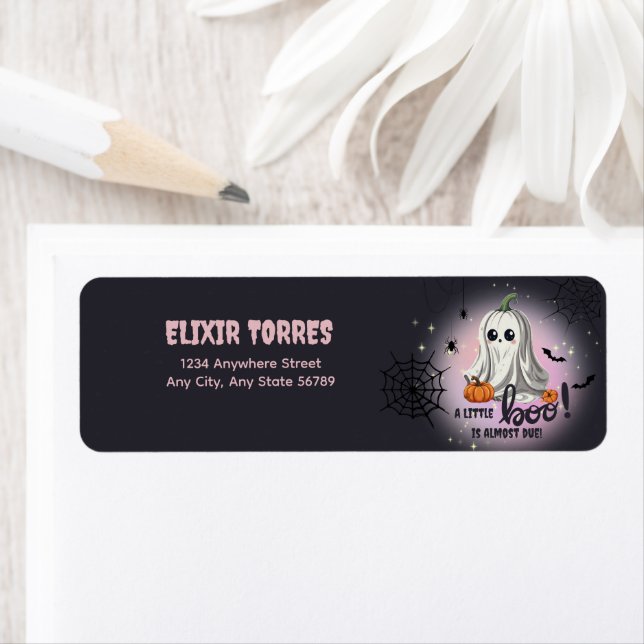 Halloween Pumpkin Little Boo Baby Shower Label (Insitu)