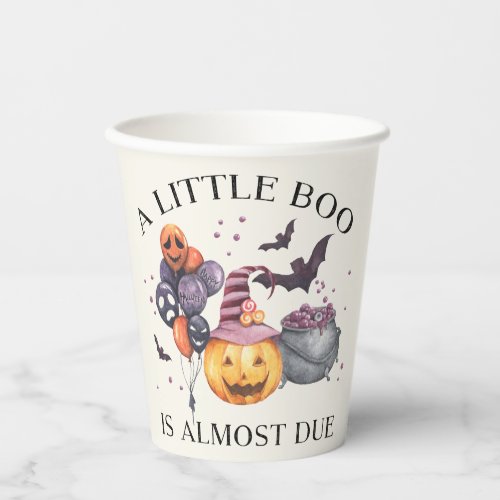 Halloween Pumpkin Little Boo Baby Shower Paper Cups