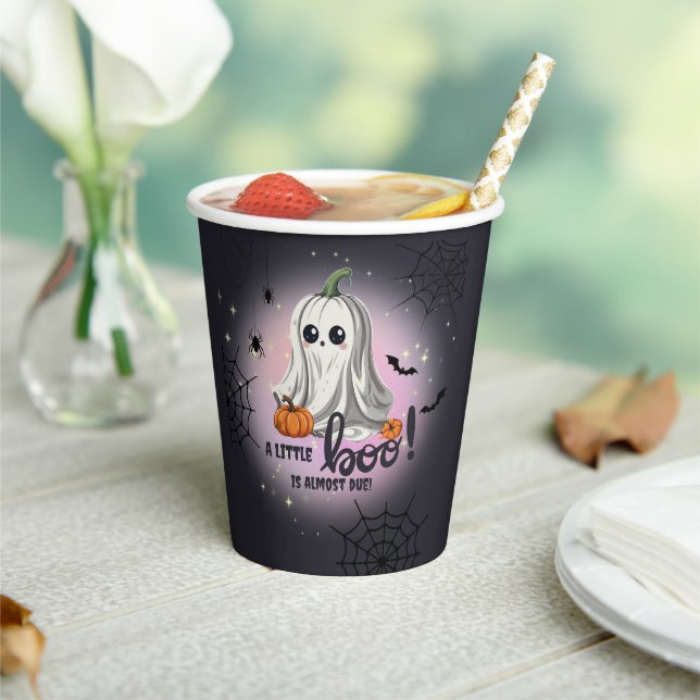 Halloween Pumpkin Little Boo Baby Shower Paper Cups (Insitu)