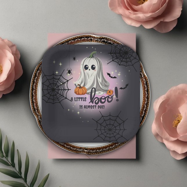 Halloween Pumpkin Little Boo Baby Shower Paper Plates (Creator Uploaded)