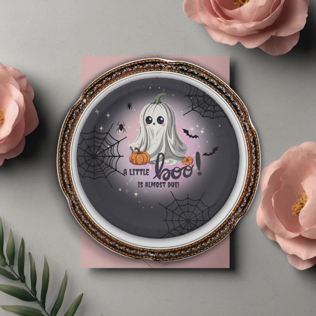 Halloween Pumpkin Little Boo Baby Shower Paper Plates (Creator Uploaded)