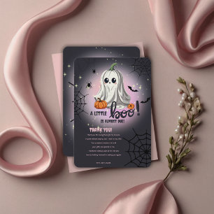 Halloween Pumpkin Little Boo Baby Shower Thank You Card