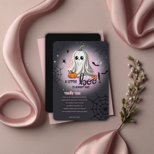 Halloween Pumpkin Little Boo Baby Shower Thank You Card