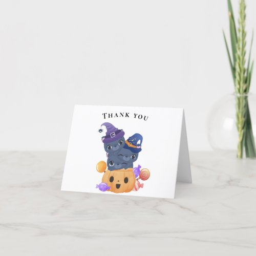 Halloween Pumpkin Little Boo Cats  Thank You Card