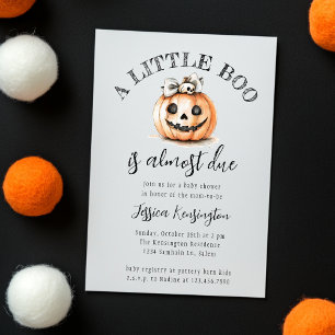 Halloween Pumpkin Little Boo Cute Baby Shower Invitation