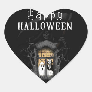 Halloween Pumpkin Little Boo Heart Sticker