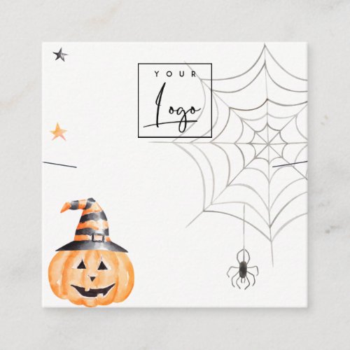 Halloween Pumpkin Logo Band Necklace Display Square Business Card
