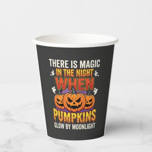 Halloween Pumpkin Magic Moonlight Vintage Graphic Paper Cups